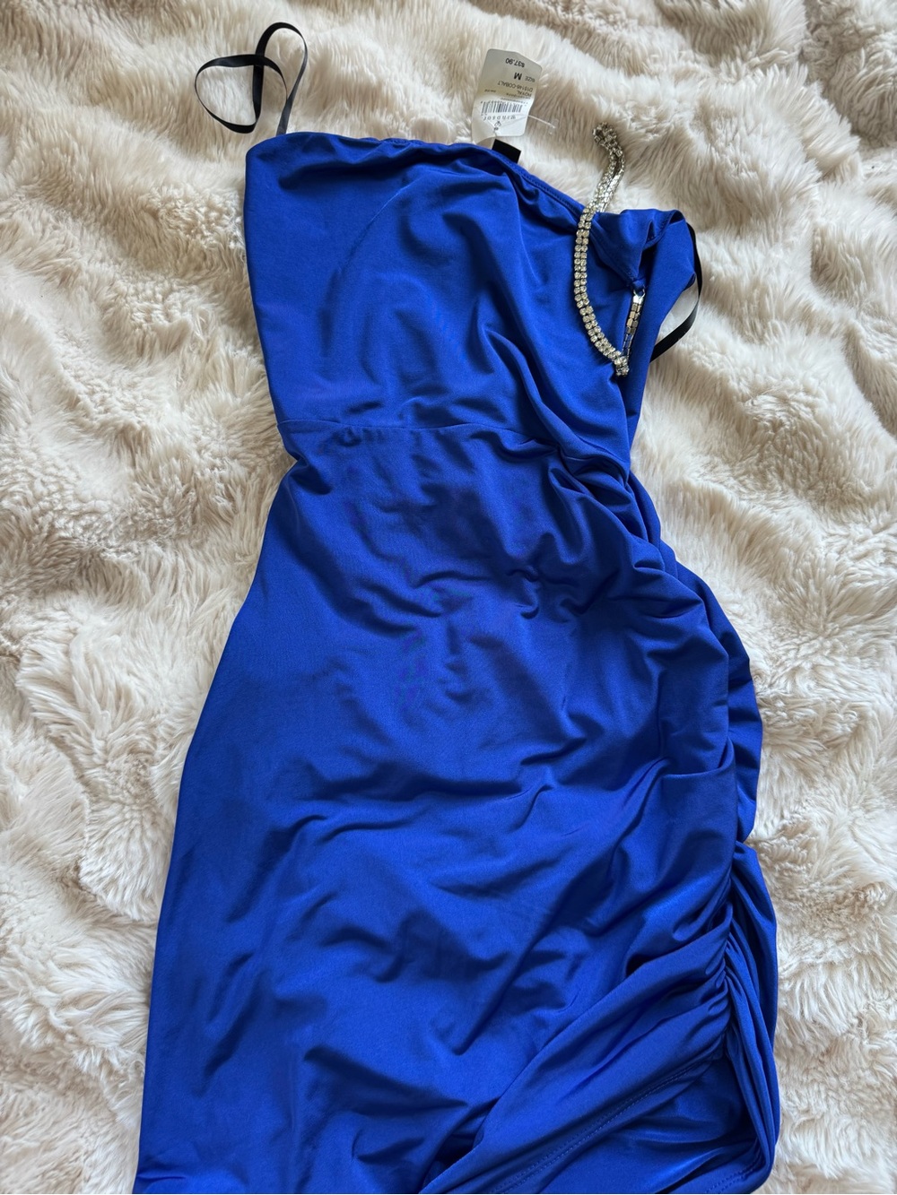 Windsor One-Shoulder Cobalt Blue Ruched Dress